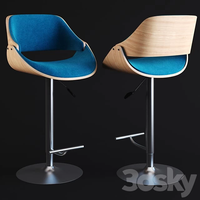 Corvus Ogden Contemporary Teal Blue Velvet Adjustable Swivel Bar Stool