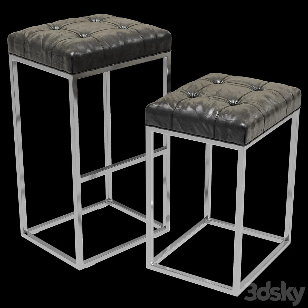Restoration Hardware Reese Tufted Leather Stool