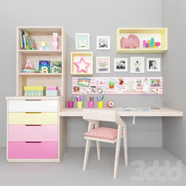Desk with decor in the nursery
