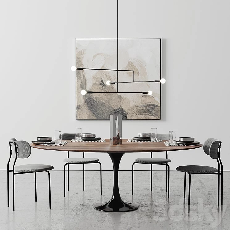 Oval Tulip Dining Table 78 "walnut set
