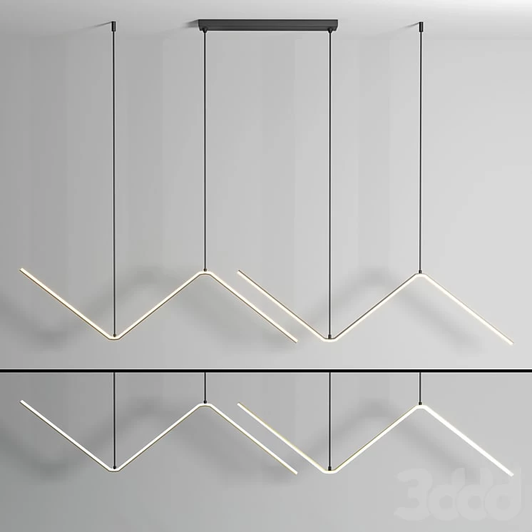 Minimalist aluminum zigzag pendant lamp for dining room ceiling lamp in black