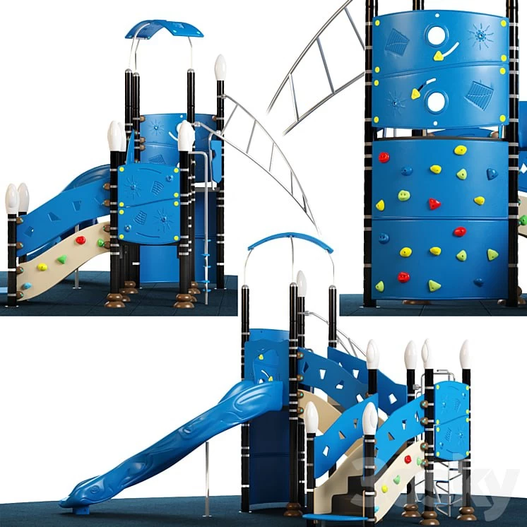 Kids playground equipment with slide climbing 03