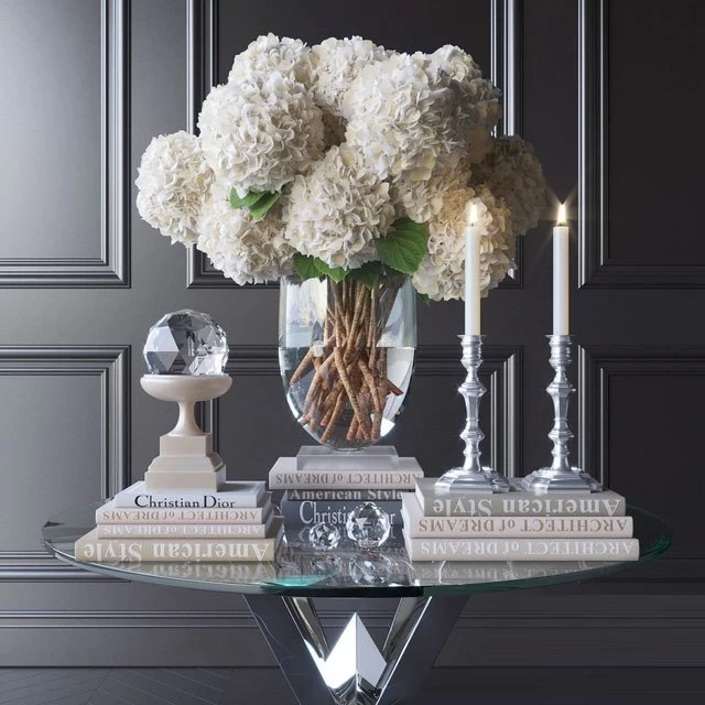 eichholtz set 4 flower decor green in vase decorative stuff white rose