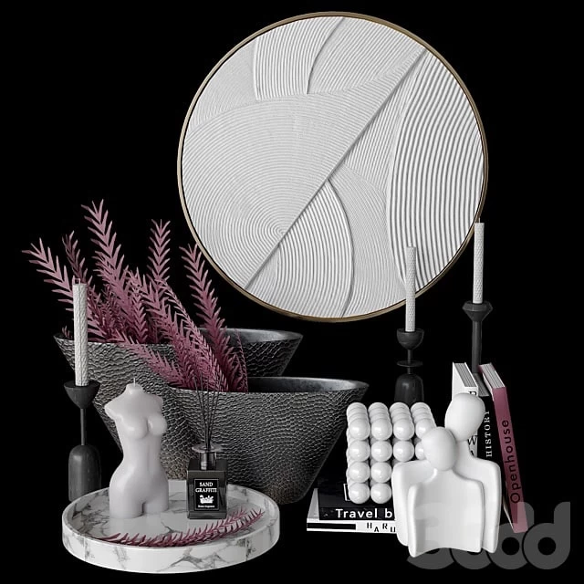 Decorative set with bas-relief