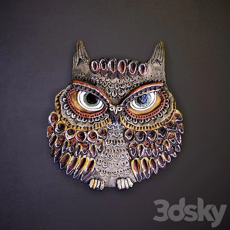 Ceramic panel "Owl" (3 pieces)