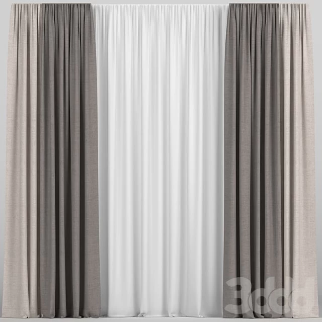 Curtains in two colors with tulle