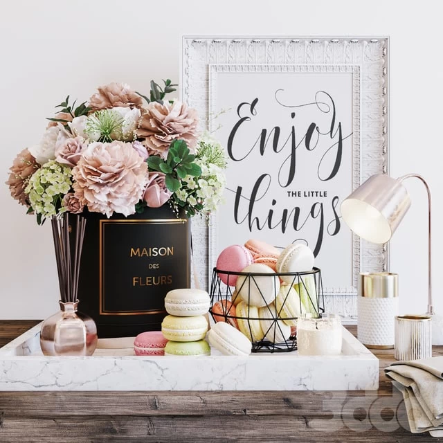 Flowers & macarons decorative set