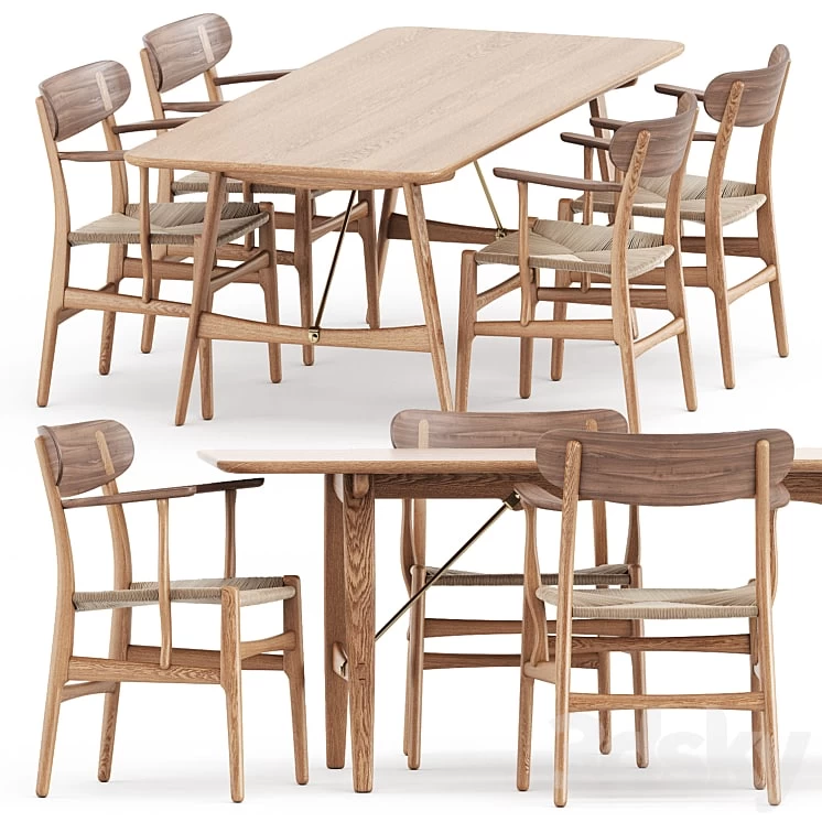 BM1160 hunting table, chair CH26 by Carl Hansen & Son