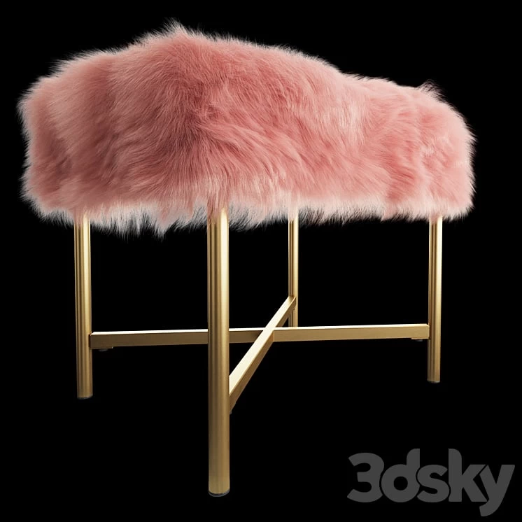 HomePop Decorative Faux Fur Square Ottoman