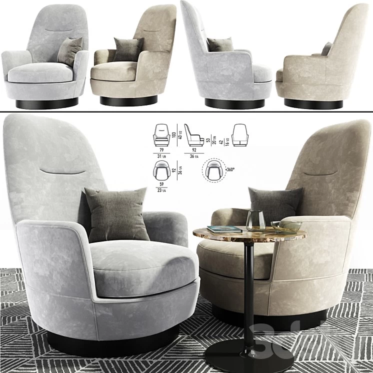 Minotti Jacques armchair with table