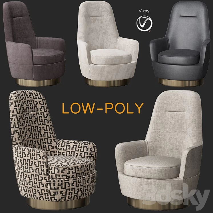 Minotti Jacques Bergere Armchair Fixed (low poly)