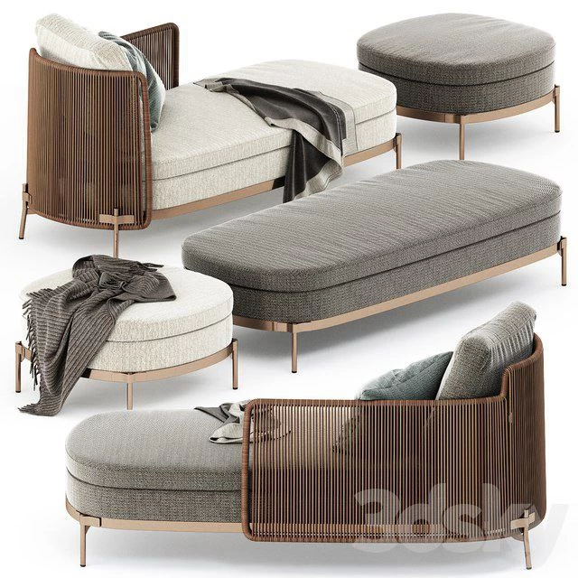 TAPE CORD PAOLINA and BENCH and OTTOMAN by Minotti