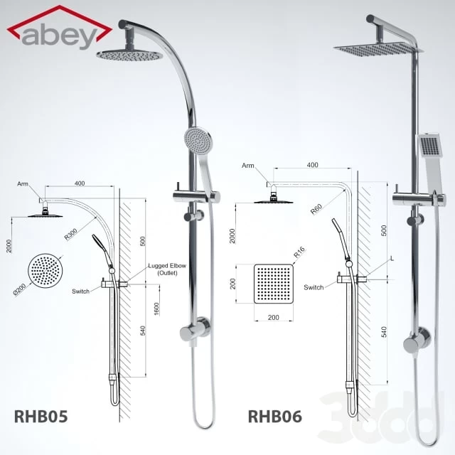 RHB05 MONZA Curve Rail and Hand Shower Ensemble