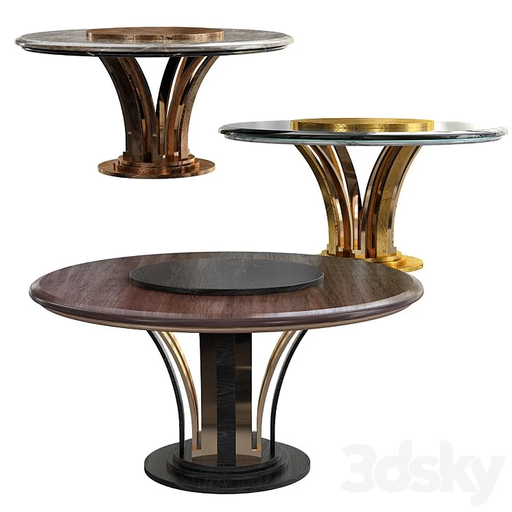 AR Arredamenti WALNUT WOOD ROUND DINING TABLE