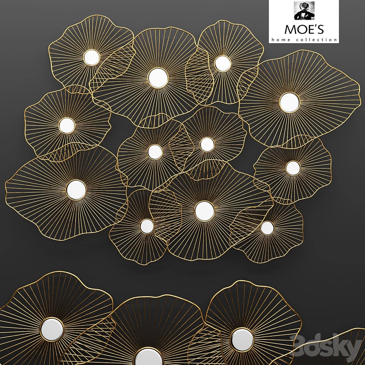 Lily Pad Wall Decor, wall decor, panels, metallic, golden, luxury decor, mirrors