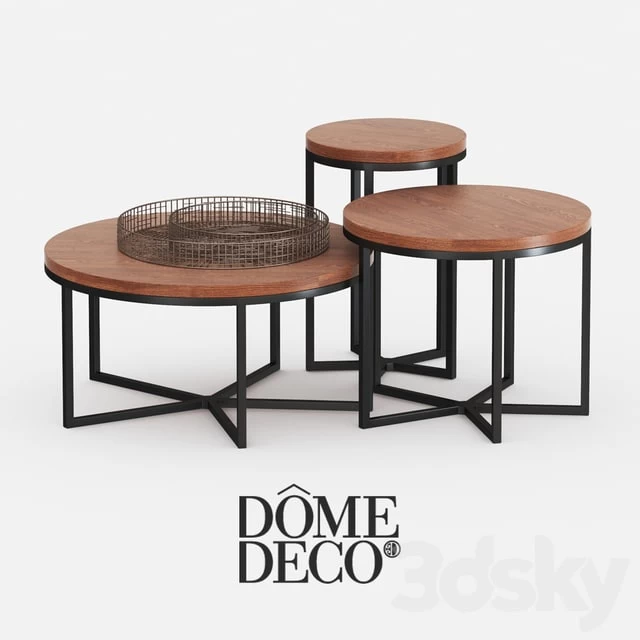 Dome deco set of coffee tables with decor