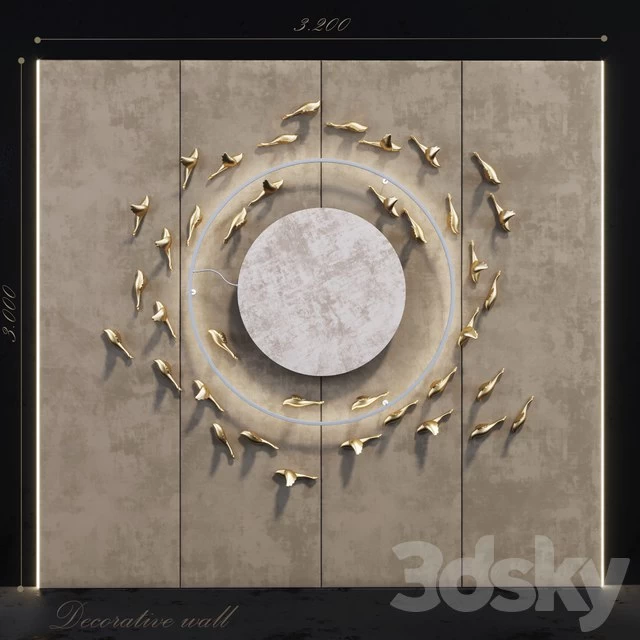 Decorative panel_Birds Gold 6