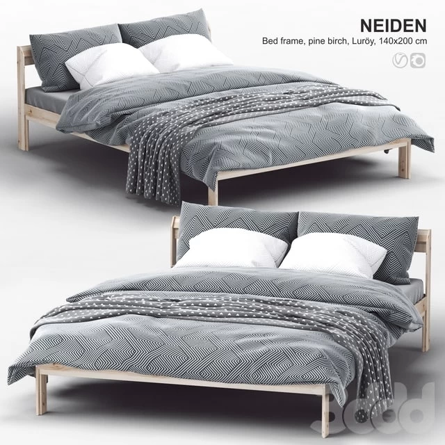 Ikea NEIDEN Bed frame, pine birch, Luröy
