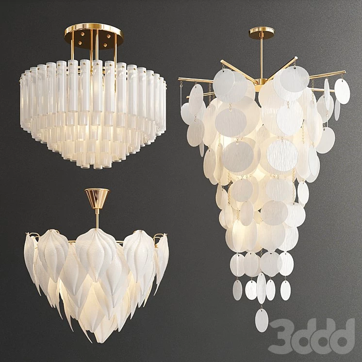 Decorative White Glass Chandelier - 3 type
