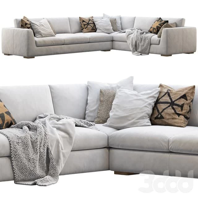 RH Modena Taper Arm L-Sectional sofa