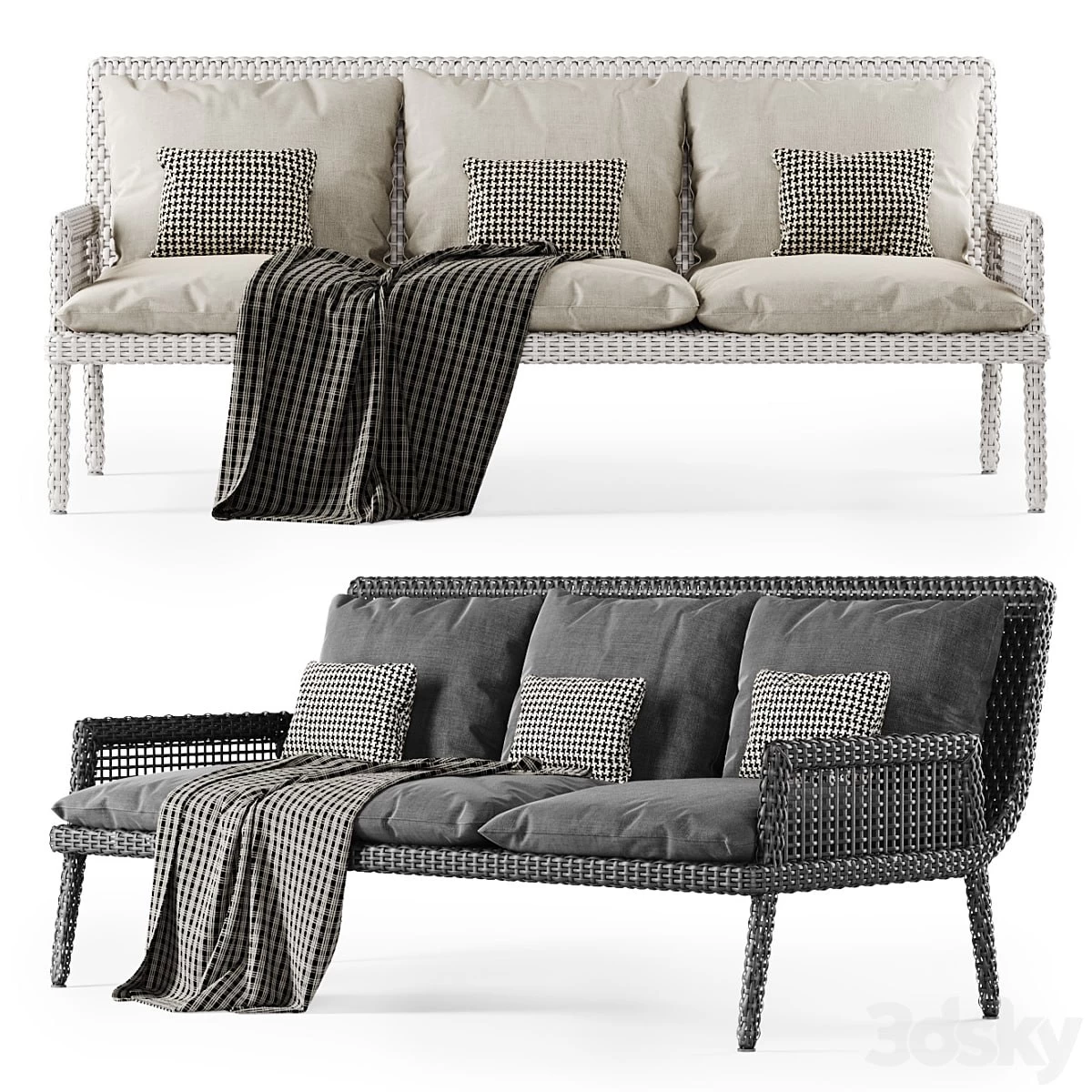 Rattan three-seater sofa DR53 / Three-seater rattan sofa