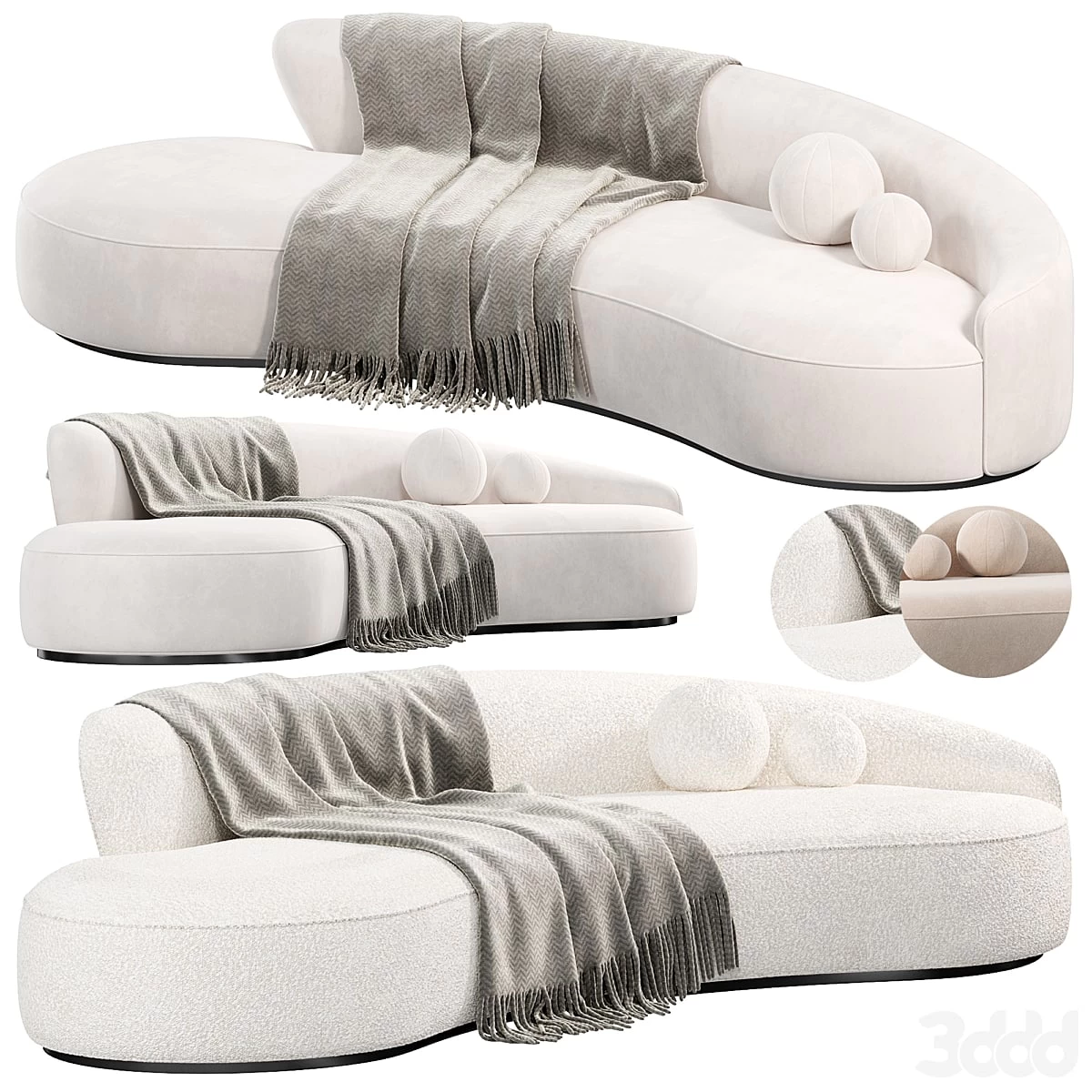 Marseille 2 Curved Sofa ni Mohair, sofas