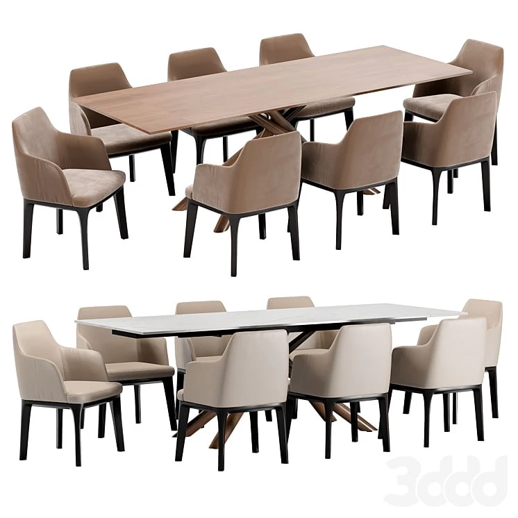 Lois dining chair and Ravenna L table
