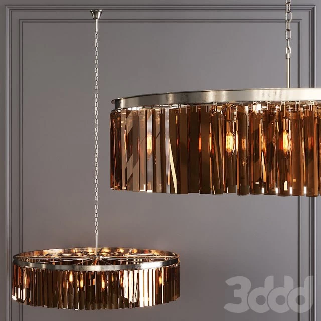 Restoration Hardware 1920S ODEON RHYS SMOKE GLASS PRISM ROUND CHANDELIER 43 Nickel