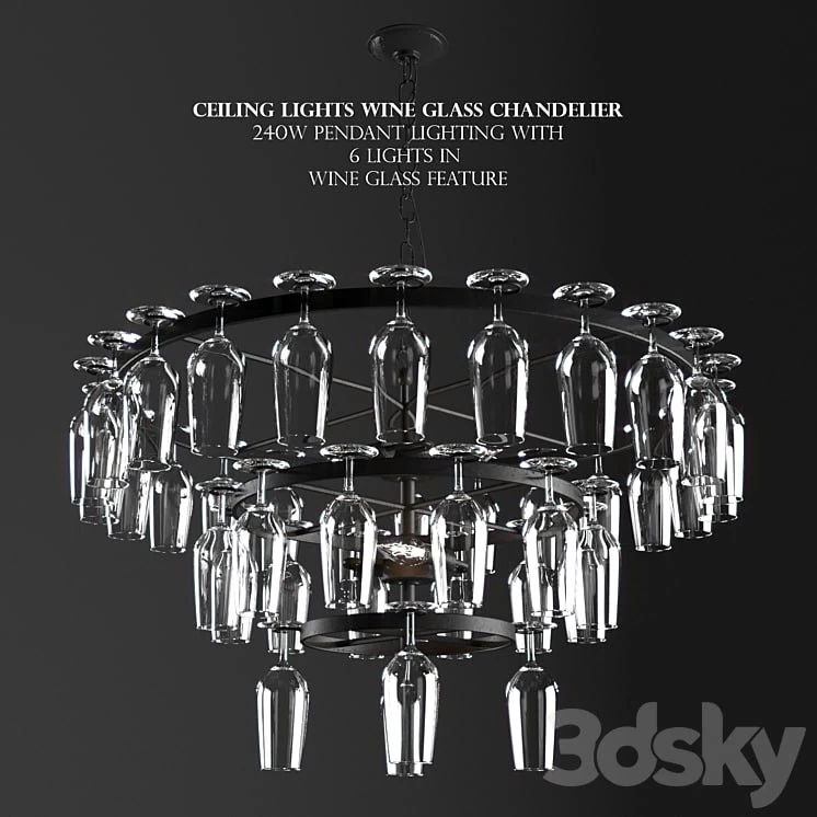 Ceiling Lights Wine Glass Chandelier 240W Pendant Lighting Wine Glass Feature