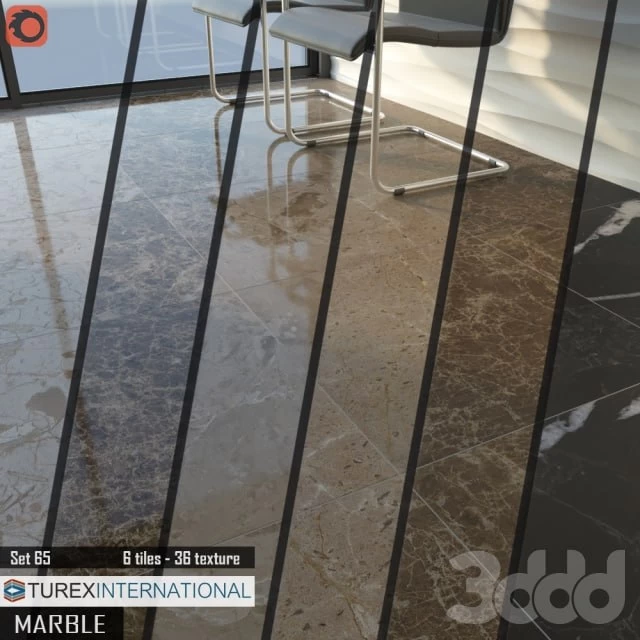 TUREX INTERNATIONAL Marble Tiles Set of 65