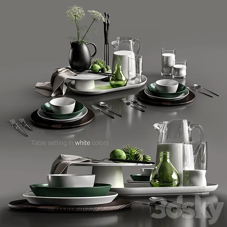 Table setting in white colors