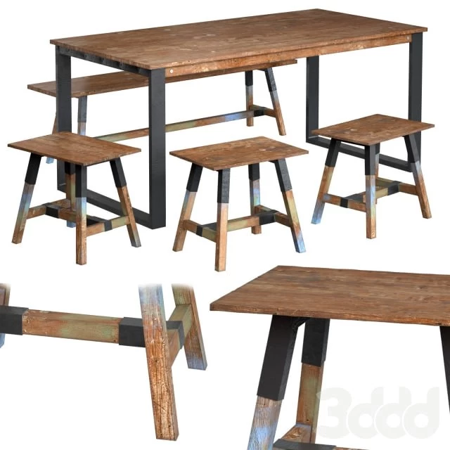 Dining table with teak array Look 180