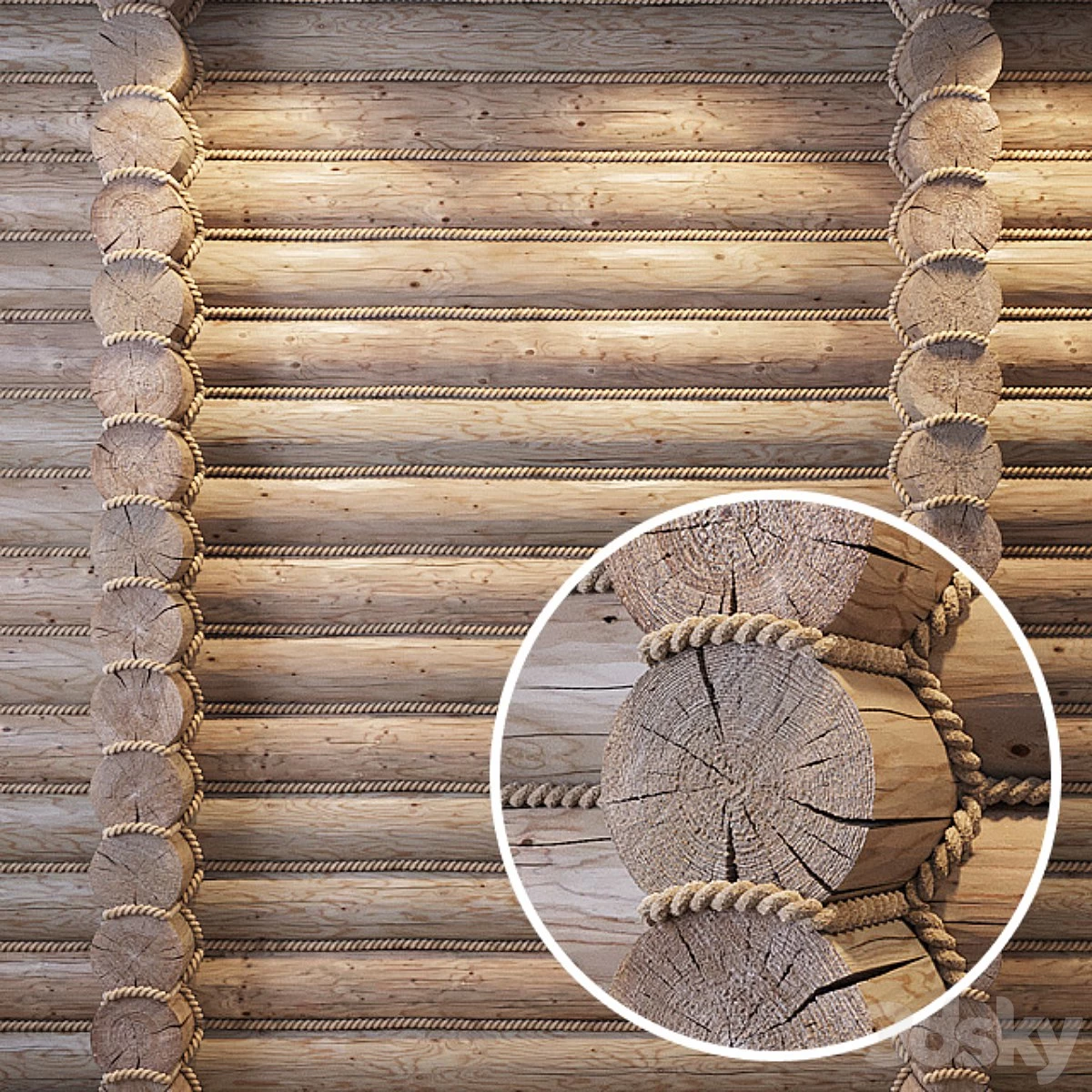 Logs with ropes