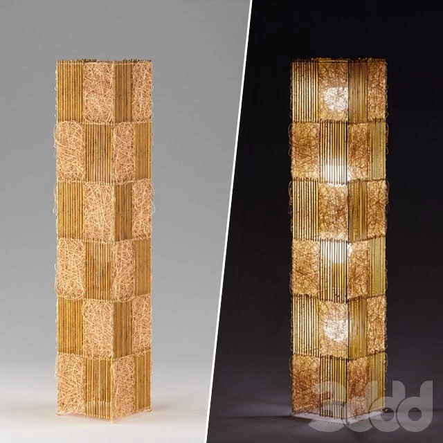 Bamboo rattan floor lamp