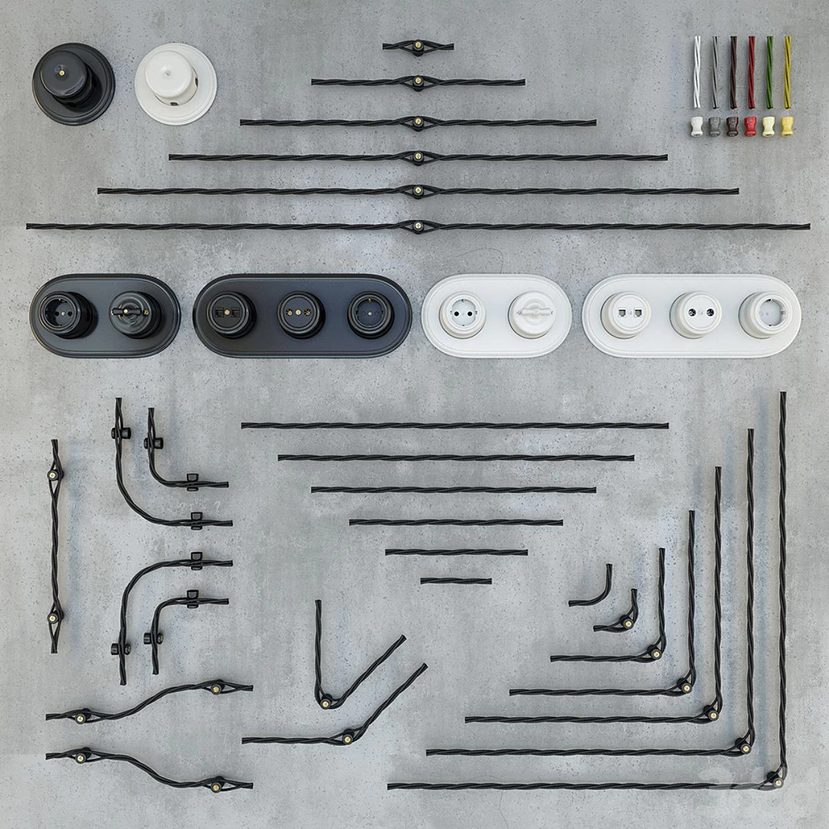Designer wiring retro + sockets and switches