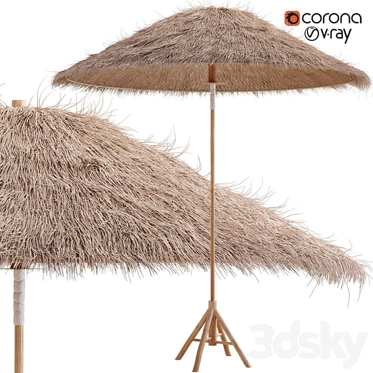 Bamboo Umbrella with Banana Leaf