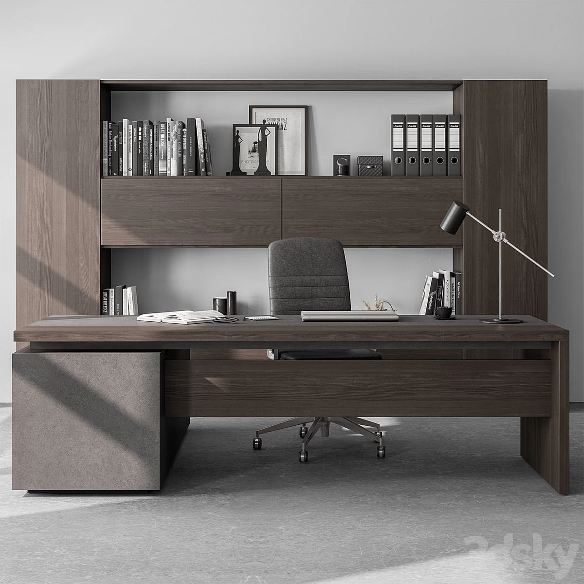 Boss Desk and Library Wooden Set - Office Furniture 298
