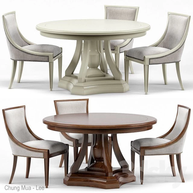 Stockton Ivory Lacquered Dining Chair, Maxime French Round Dining Table