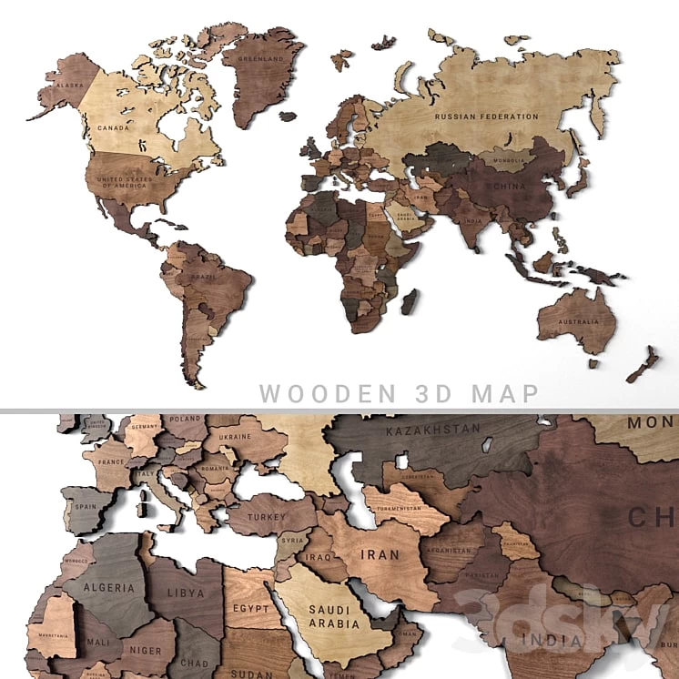 Wooden Panel World Map 2