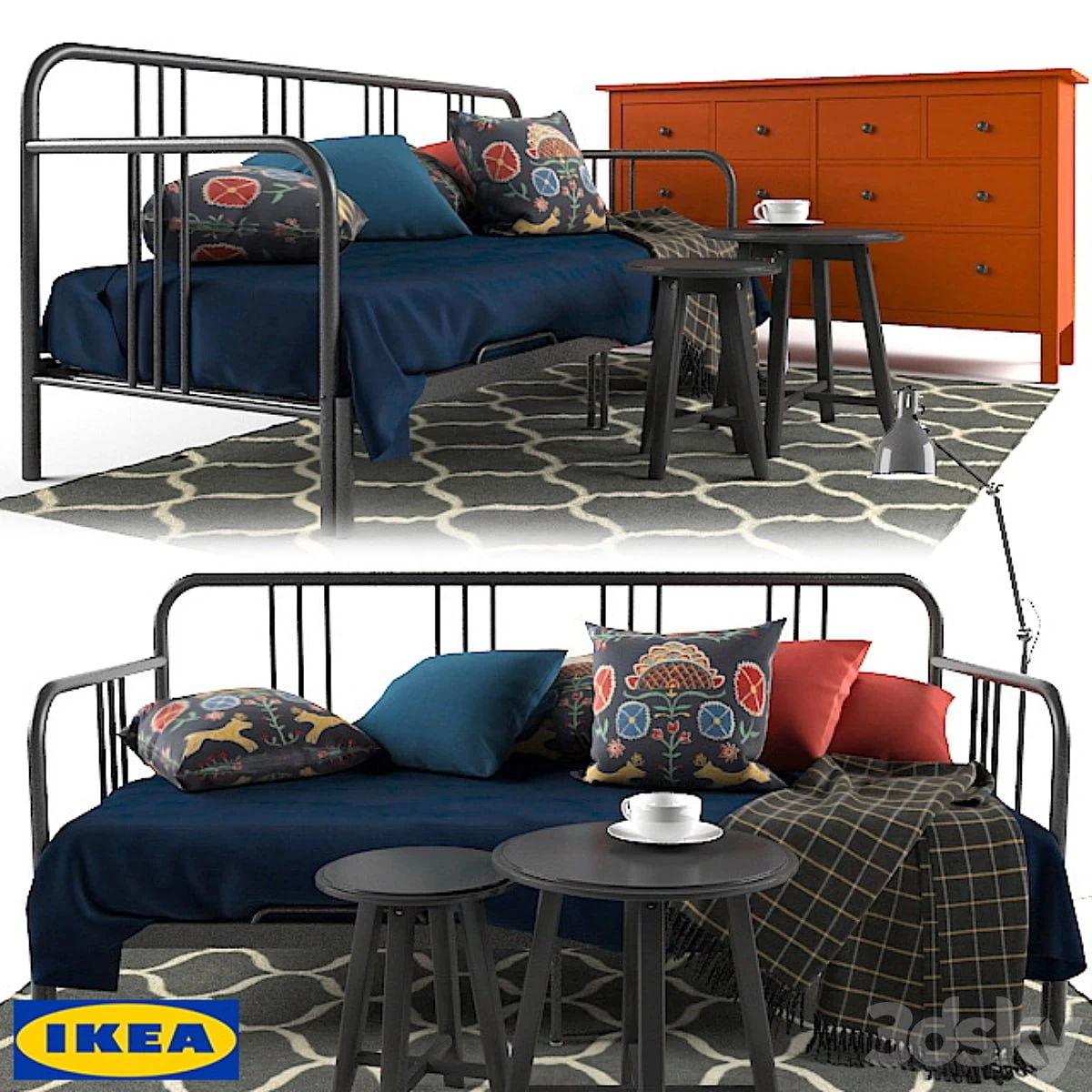 FYRESDAL-IKEA Daybed & HEMNES-IKEA 8-drawer dresser