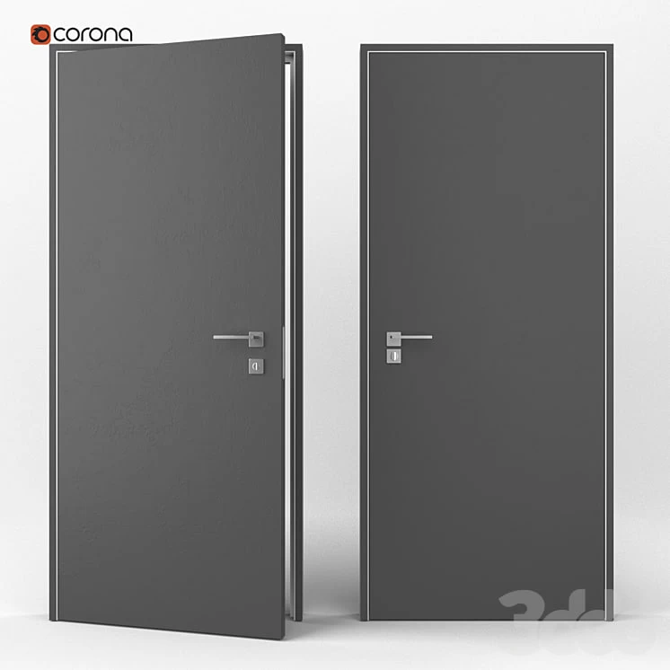 Flush-mounted interior door -in