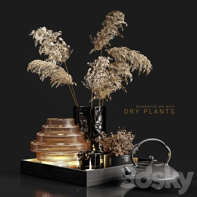 Decorative set with dry plants 3
