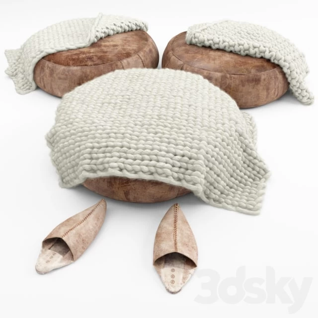 Poof, slippers, rugs-rugs, wraps
