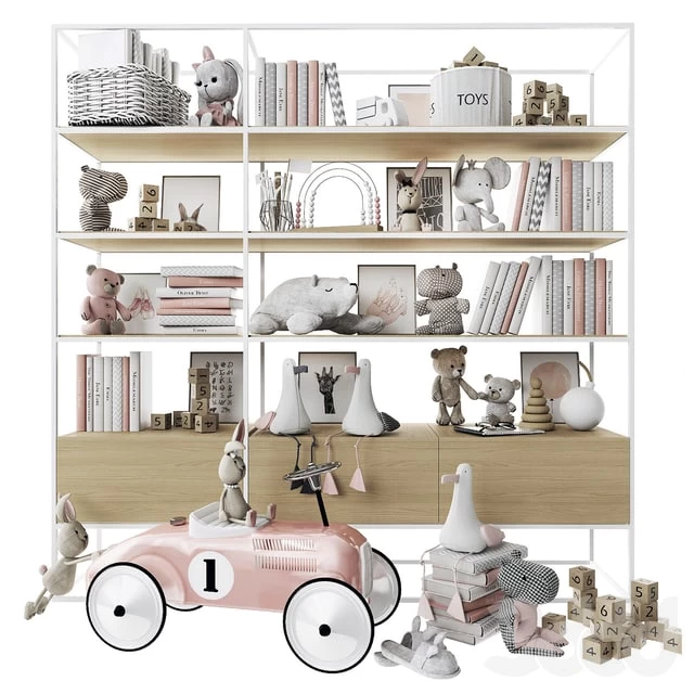 Rack with toys and books