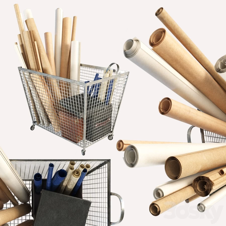 Iron basket with paper