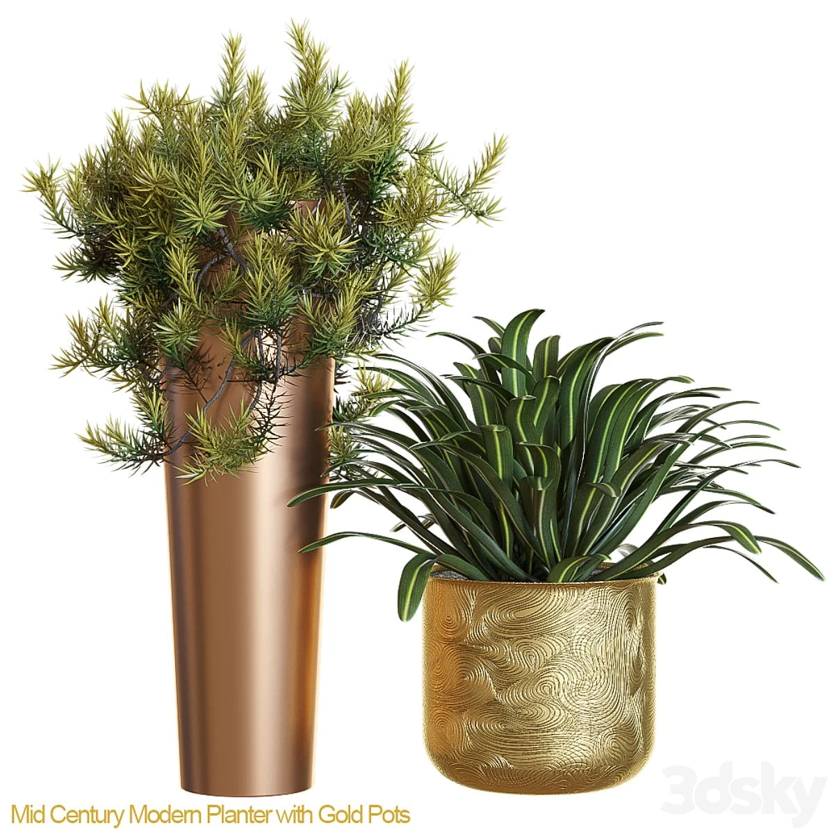 Rosie Mid Century Modern Planter With Gold