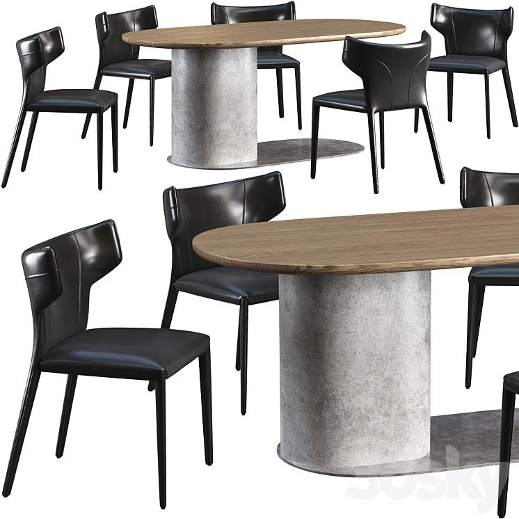 Dining table Natuzzi Ombra and chair Natuzzi Pi Greco