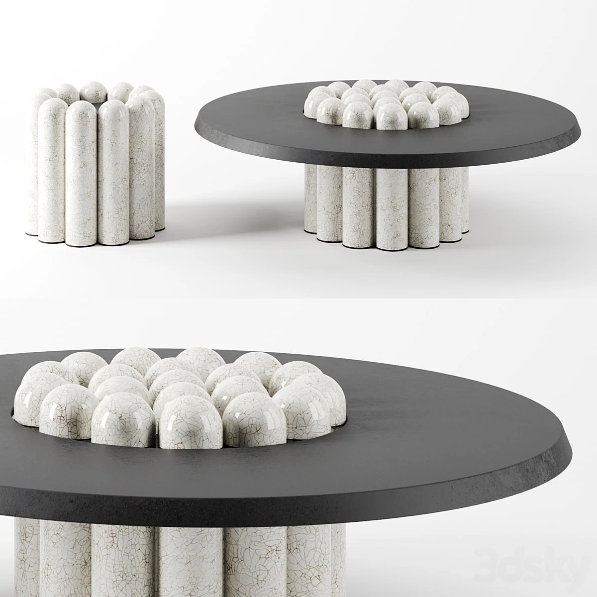 RAKU-YAKI side tables by Emmanuelle Simon