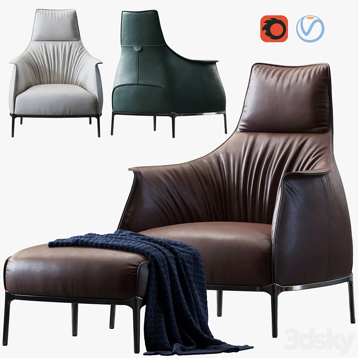 Armchair Archibald A by Poltrona Frau