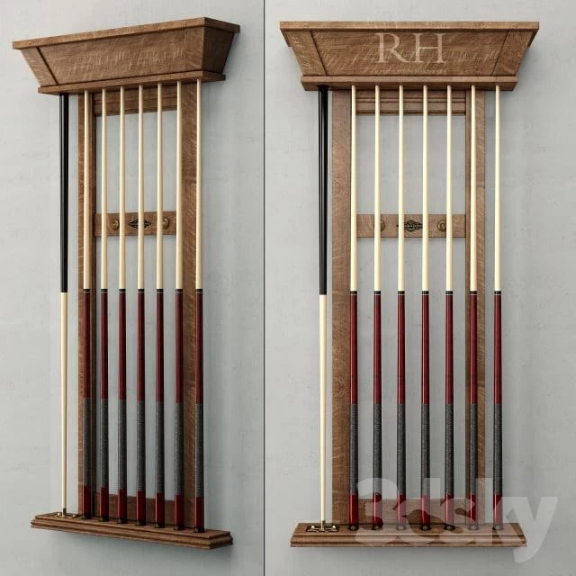 RH / BRUNSWICK VINTAGE 1906 BILLIARDS TABLE CUE RACK